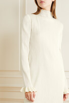 Thumbnail for your product : DANIELLE FRANKEL Jamie Ruffled Plissé Silk-blend Mini Dress - Ivory