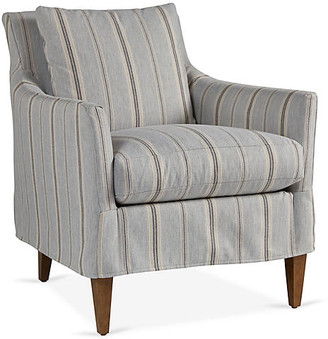One Kings Lane Ines Slipcover Chair - Gray Stripe