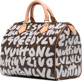 Pre-owned Louis Vuitton Alma Graffiti Leather Handbag In Camel