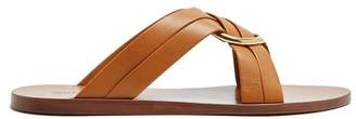 Chloé Ring Embellished Leather Slides - Womens - Tan