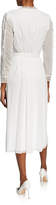Thumbnail for your product : Badgley Mischka Button-Front 3/4-Sleeve Belted Shirtdress w/ Lace