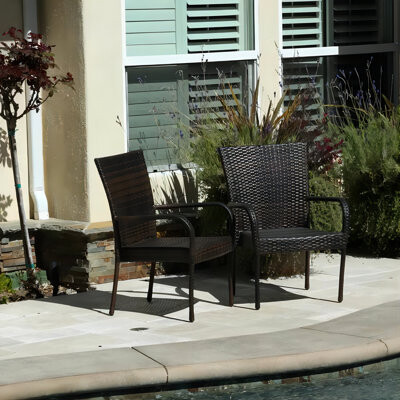 Hokku Designs Transitional Outdoor Dining Chair (3pcs), Stackable, Brown, Seamless Blend Versatile Appearance