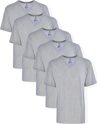 Hanes Men's Tall Man V-Neck T-Shirt (Pack of 5) Gray
