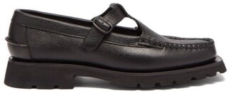 Hereu Alber Sport Grained-leather T-strap Loafers - Black