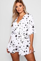 Thumbnail for your product : boohoo Plus Star Printed Ruffle Romper