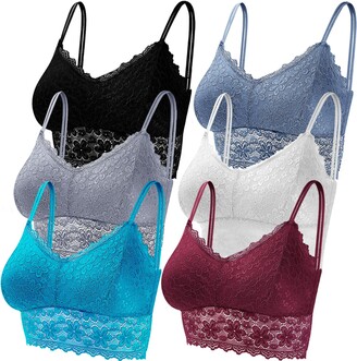 Duufin 6 Pieces Lace Bra Padded Bralette Bandeau Bra Straps Tube Bra with  Removable Pads for Women Girls - ShopStyle
