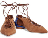 Thumbnail for your product : Malone Souliers Montana Cutout Suede And Leather Point-Toe Flats