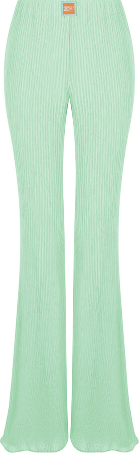 Mint Green High-Waisted Flare Pants by NOCTURNE