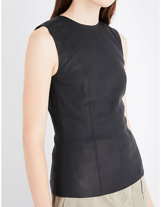 Helmut Lang Round-neck leather top