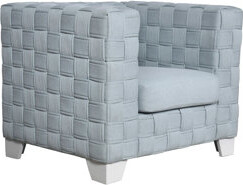 Blue Chenille Massage Armchair: Foam, Stable Wooden Frame Elegant Chair: Cover, Wood Inner