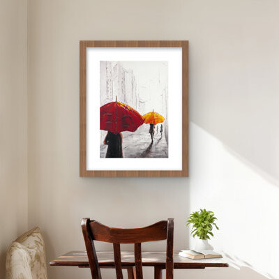 Lark Manor Passersby with Umbrellas | Cities Office Framed Print Decor