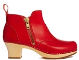 Thumbnail for your product : Swedish Hasbeens Leather Zip It Victoria Heeled Boots