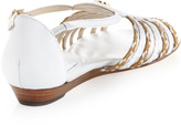 Thumbnail for your product : Eric Javits Grecot Low-Wedge Sandal, Natural/White