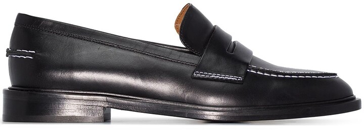 womens black penny loafer shoes
