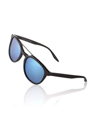 Barton Perreira Men's Rainey Round Top-Bar Sunglasses, Black/Blue