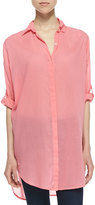 Thumbnail for your product : Sundry Oversized Tab-Sleeve Voile Shirt, Hibiscus