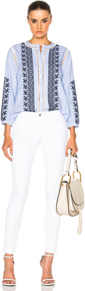 Veronica Beard Claire Button Down Embroidered Top