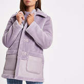 Thumbnail for your product : River Island Light purple faux fur reversible coat