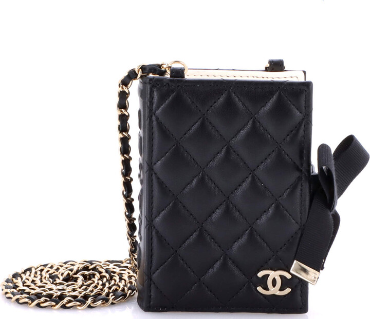 Chanel CC Book Card Holder with Chain Quilted Lambskin