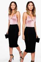 Thumbnail for your product : boohoo Brea 2 Pack Basic Jersey Midi Skirt