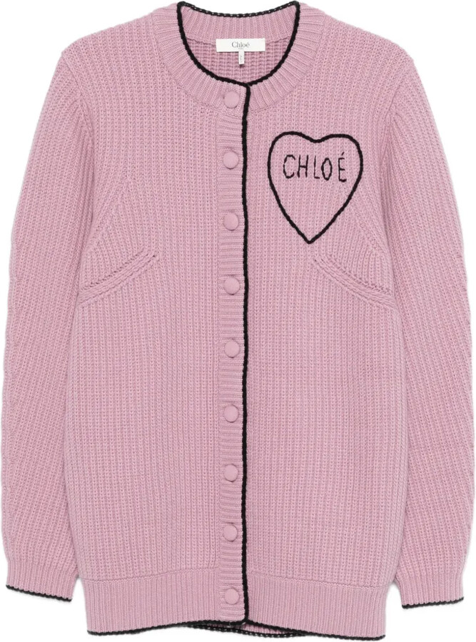 Chloé Logo Rib Knit Cardigan