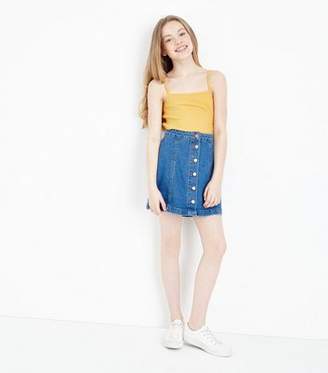 New Look Girls Mustard Ribbed Square Neck Cami Top