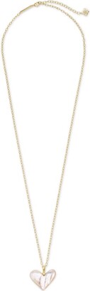 Kendra Scott Poppy Heart Gold Long Pendant Necklace in Ivory Mother-of-Pearl