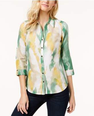 JM Collection Printed 3/4-Sleeve Shirt, Created for Macy's