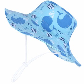 Kids4ever Unisex Baby Hat for Girls Boys Summer Sun Protection Bucket Hat Quick-Dry Anti-UV Beach Fisherman Caps with Adjustable Chin Strap Cartoon Pattern Hats 