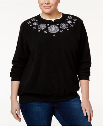 Alfred Dunner Plus Size Snowflake Holiday Sweater