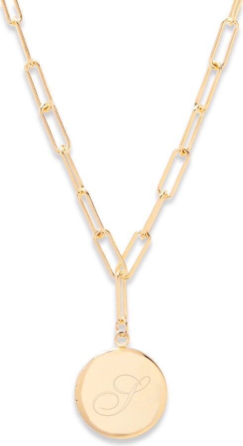 brook & york Isla Initial Elongated Link Locket Necklace
