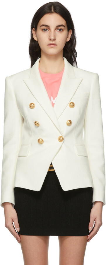 balmain white coat
