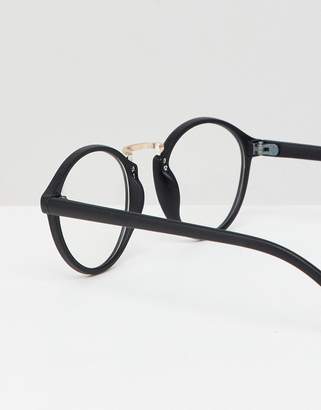 clear DESIGN round glasses in black with clear lens