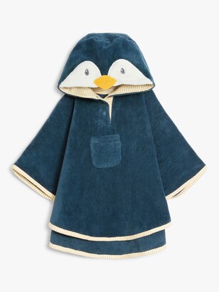 John Lewis & Partners Penguin Hooded Baby Bath Towelling Poncho, 0-2 years