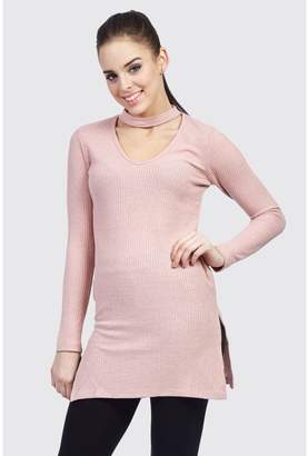 Select Fashion Fashion Womens Pink Rib Chocker Tunic - size 6