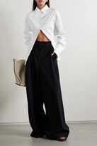 Thumbnail for your product : Monse Open-back Leather-trimmed Cotton-blend Poplin Shirt - White - US4