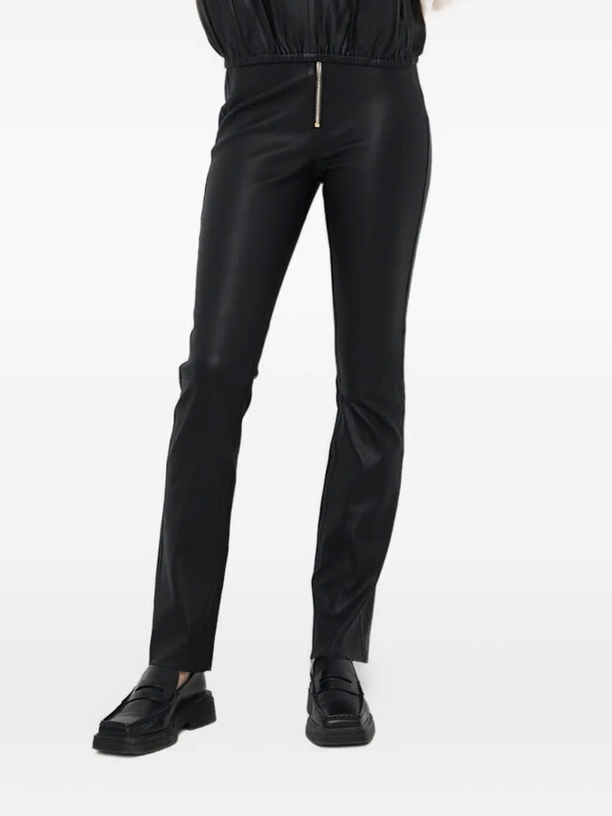 Notes du Nord Zip-Embellished Leather Trousers