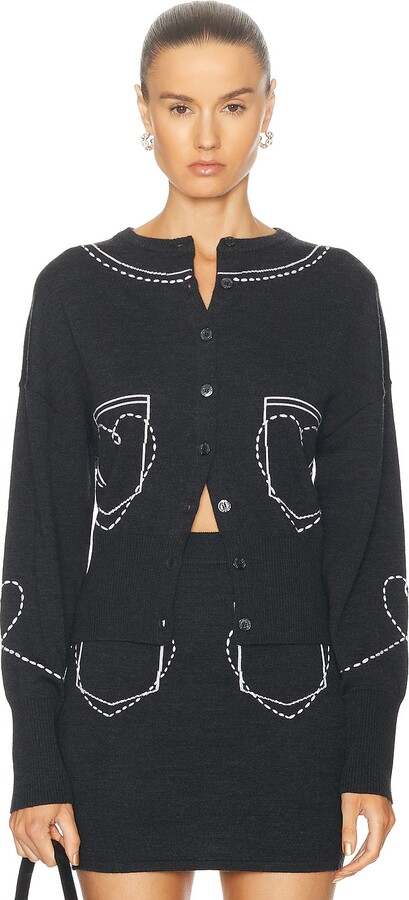 Moschino Jeans Long Sleeve Cardigan in Charcoal