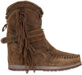 Thumbnail for your product : EL VAQUERO 70mm Sansa Fringed Suede Wedge Boots