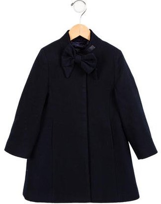 Oscar de la Renta Girls' Bow-Accented Wool Coat