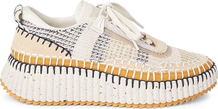 Chloé Women's Nama Mixed Media Platform Sneakers - Black - Size 5