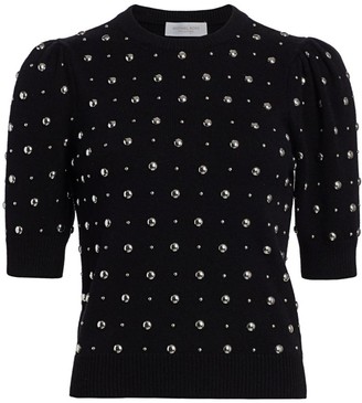 Michael Kors Studded Cashmere Short-Sleeve Pullover Sweater