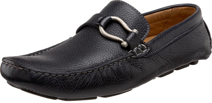 Bacco Bucci Cayes Leather Moc Loafer Driver Shoes Black and Tan 