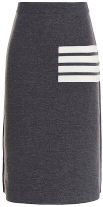 Thom Browne 4-Bar RWB Striped Midi Skirt