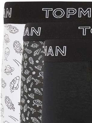 Topman Black Space Doodle Print Trunks 3 Pack