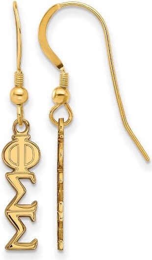 Black Bow Jewelry Co. BlackBowJewelry14kYellowGoldPlatedSterlingSilverPhiSigmaSigmaGreekLifeLettersSmallDangleEarrings