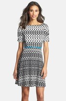 Thumbnail for your product : Donna Morgan Print Fit & Flare Jersey Dress (Regular & Petite)