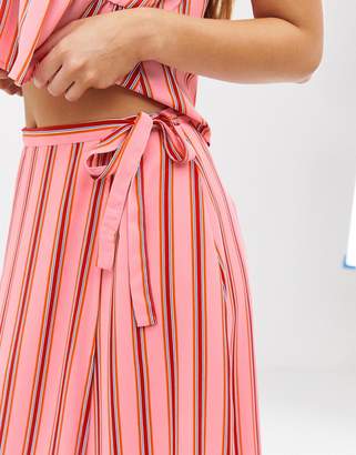Glamorous midi wrap skirt in tonal stripe co-ord