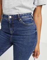 Thumbnail for your product : Miss Selfridge Emily high waist ankle grazer skinny jeans in dark wash blue