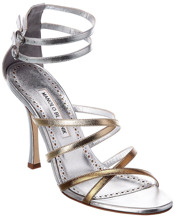 $1878 NEW MANOLO BLAHNIK JEWELED SANDALS Crystal Silver JANETBA Wedding SHOES 37